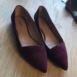 Plum suede pointer flats